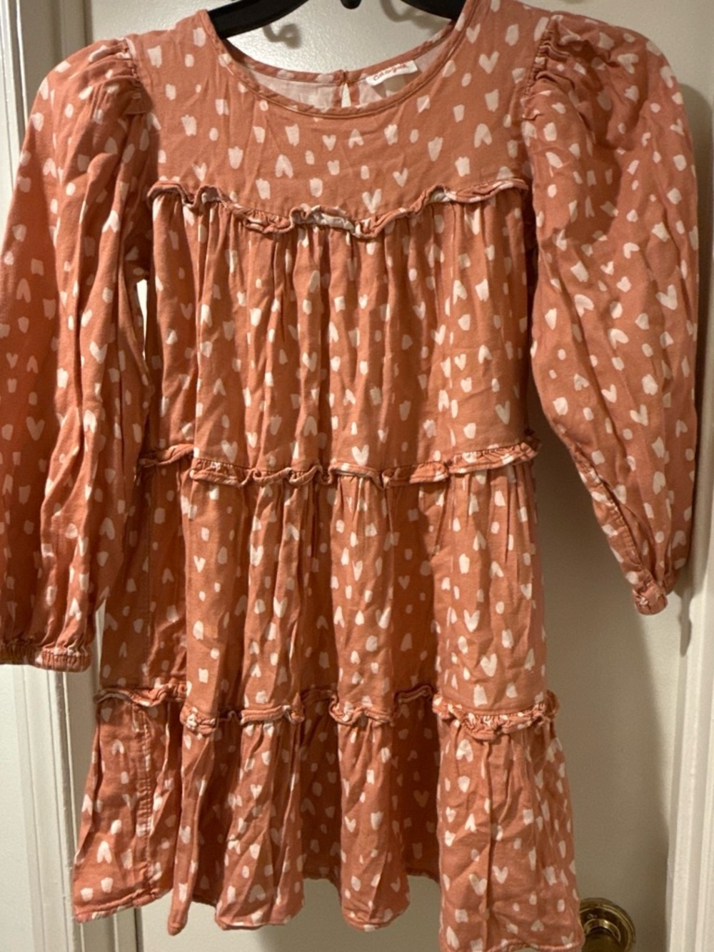 Cat & Jack Coral Heart Tiered Dress size 10/12